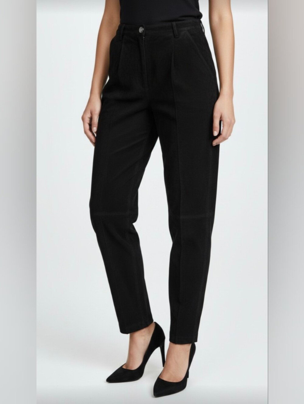 B.B. DAKOTA! LUXE BLACK GENUINE SUEDE LEATHER HIGH WAIST, STRAIGHT LEG PANTS! 14